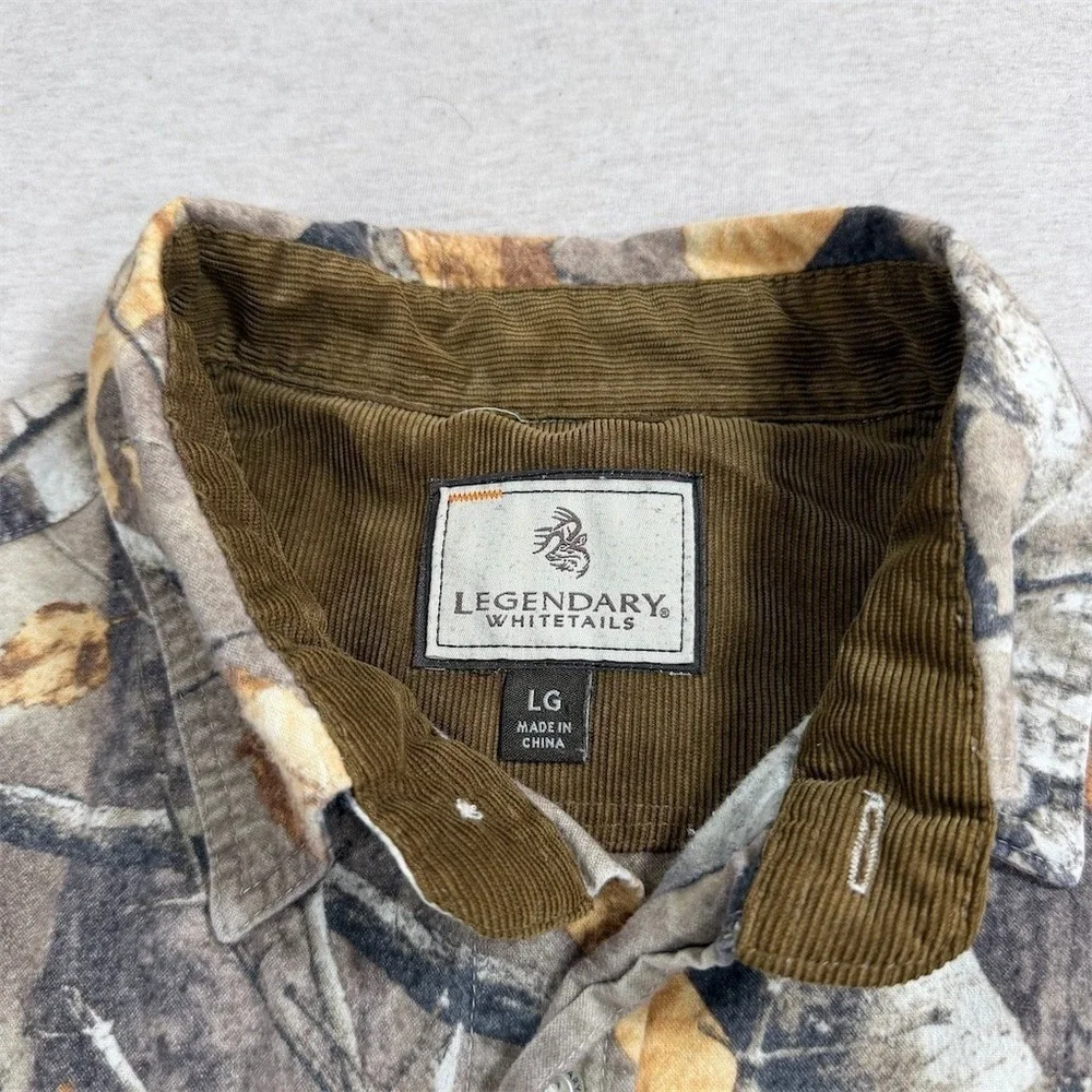 Legendary Whitetails Button-Up Shirt‎ Men's L Realtree Camo Long Sleeve
